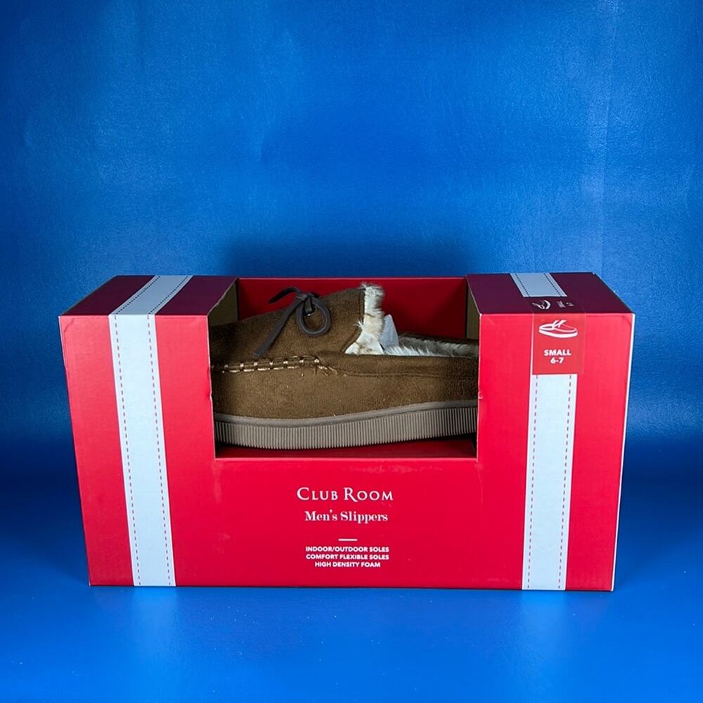 Club Room Men's Indoor/Outdoor Slippers - Tan - 6/7 - New in box